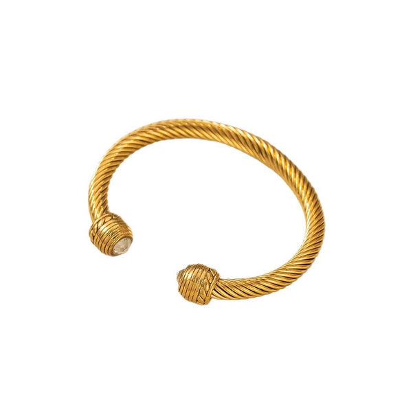 Wholesale Jewelry Stainless Steel Electroplated Twist Open Punk Style Men's And Women's Bracelet