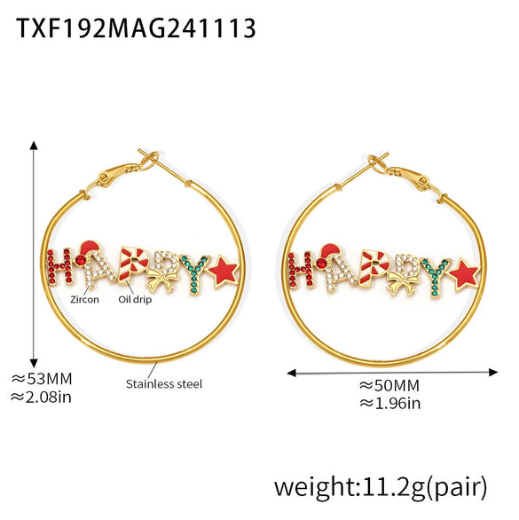 Wholesale Jewelry 316L Stainless Steel Enamel Glaze Inlaid Zircon Letter Light Luxury Style Electroplated Necklace Bracelet Earrings For Women