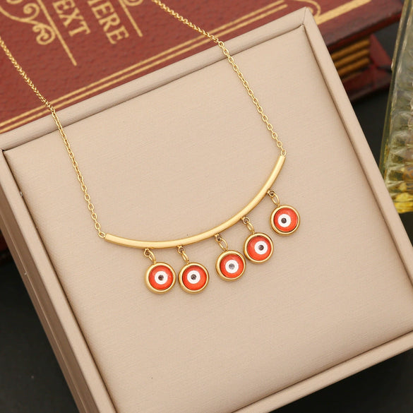 Wholesale Jewelry Stainless Steel Eye Pendant Ochain Necklace With Electroplating And Personality Style