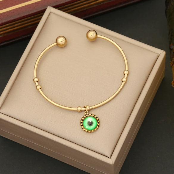 Wholesale Jewelry Stainless Steel Eyes Bracelet With Electroplating Simple And Fashionable Personalized Facial Features Style