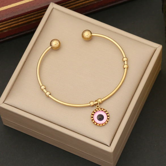 Wholesale Jewelry Stainless Steel Eyes Bracelet With Electroplating Simple And Fashionable Personalized Facial Features Style