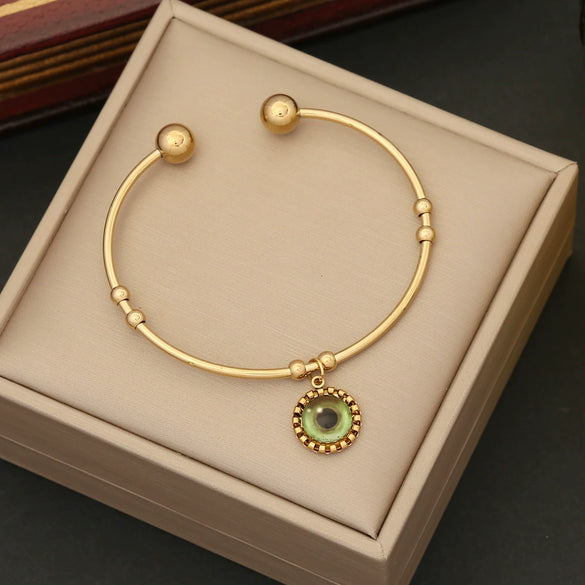Wholesale Jewelry Stainless Steel Eyes Bracelet With Electroplating Simple And Fashionable Personalized Facial Features Style