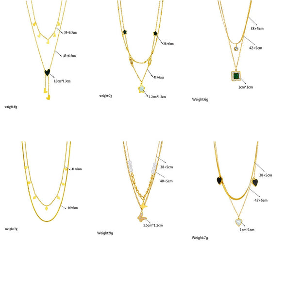 Wholesale Jewelry Stainless Steel Fashion Multi Layer Irregular Clavicle Chain Pendant Necklace With Electroplating Treatment