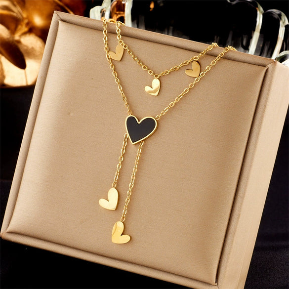 Wholesale Jewelry Stainless Steel Fashion Multi Layer Irregular Clavicle Chain Pendant Necklace With Electroplating Treatment