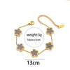 Wholesale Jewelry Stainless Steel Fiveleaf Flower Singlesided Electroplated Allmatch Women's Bracelet
