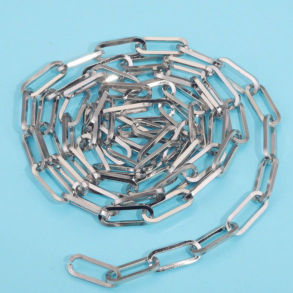 Wholesale Jewelry Stainless Steel Flat Chain With Ellipse Pattern And Electroplating Treatment