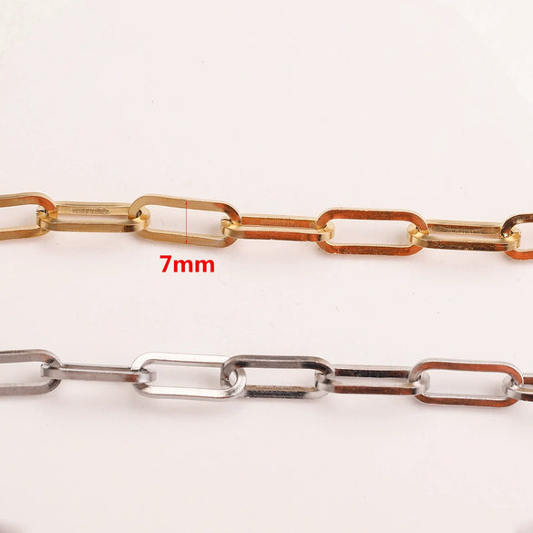 Wholesale Jewelry Stainless Steel Flat Chain With Ellipse Pattern And Electroplating Treatment