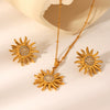 Wholesale Jewelry Stainless Steel Flower Geometric Style Earrings Set With Diamonds