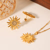 Wholesale Jewelry Stainless Steel Flower Geometric Style Earrings Set With Diamonds