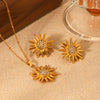 Wholesale Jewelry Stainless Steel Flower Geometric Style Earrings Set With Diamonds