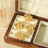 Wholesale Jewelry Stainless Steel Flower Pattern Electroplated Necklace Pendant Earrings Ring Set