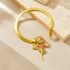 Wholesale Jewelry Stainless Steel Flower Pattern Electroplated Pendant Snake Bone Bracelet For Women