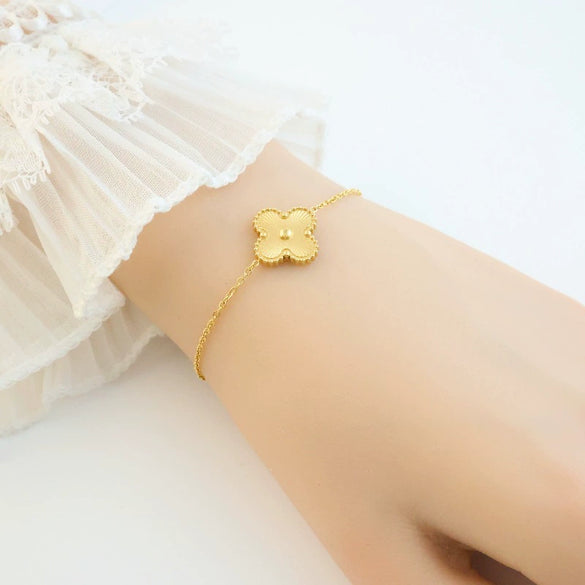 Wholesale Jewelry Stainless Steel Fourleaf Clover Electroplated Ochain Necklace Earrings Bracelet Set For Women