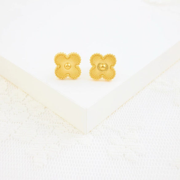 Wholesale Jewelry Stainless Steel Fourleaf Clover Electroplated Ochain Necklace Earrings Bracelet Set For Women