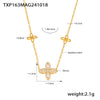 Wholesale Jewelry 316L Stainless Steel Fourleaf Flower Zircon Pendant Necklace And Bracelet Set For Women Electroplated Real Gold Color Preservation
