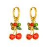 Wholesale Jewelry Stainless Steel Fruit Pattern Gold Plated Earrings