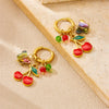 Wholesale Jewelry Stainless Steel Fruit Pattern Gold Plated Earrings