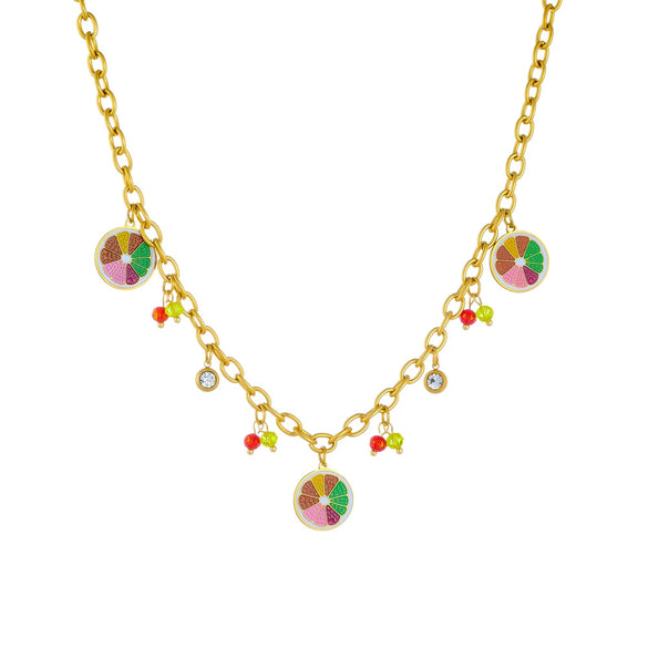 Wholesale Jewelry Stainless Steel Fruit Pattern Pendant Necklace With O Word Chain And Electroplating