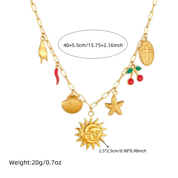 Wholesale Jewelry Stainless Steel Fruit Shaped Pendant Necklace With Electroplating For Women