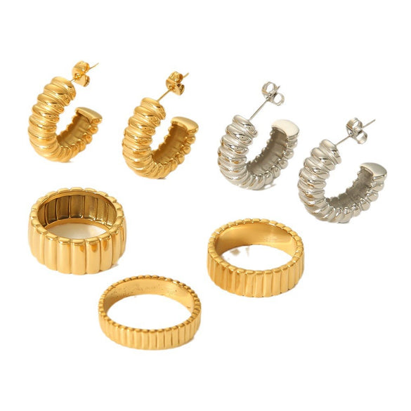 Wholesale Jewelry Stainless Steel Gear Geometric Style Electroplating Jewelry Set For Women