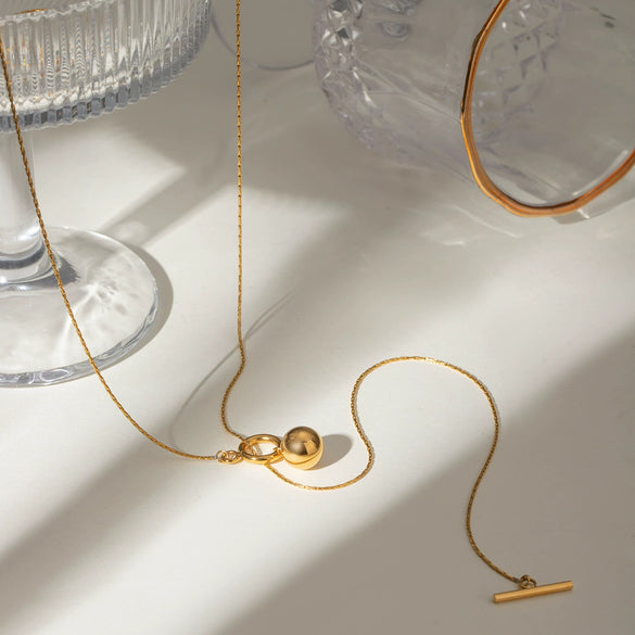 Wholesale Jewelry Stainless Steel Geometric Ball Pendant Necklace With Electroplating