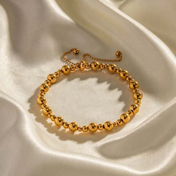 Wholesale Jewelry Stainless Steel Geometric Ball Pull Bracelet Electroplated For Women