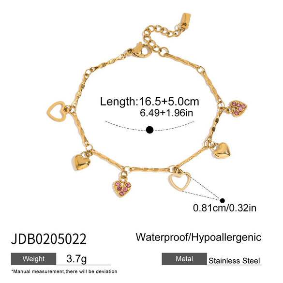 Wholesale Jewelry Stainless Steel Geometric Bow Heart Cross Electroplated Bracelet