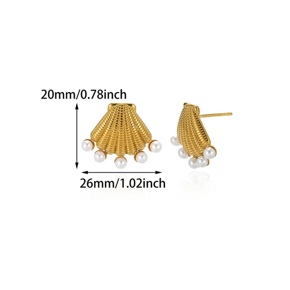 Wholesale Jewelry Stainless Steel Geometric Bow Pearl Ring And Earrings With Electroplating
