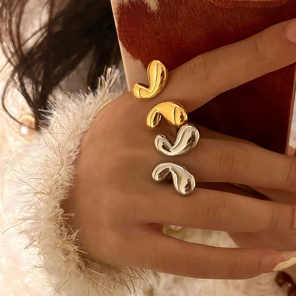 Wholesale Jewelry Stainless Steel Geometric Butterfly Open Ring For Women With Electroplating