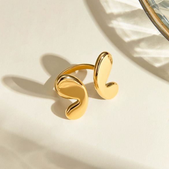 Wholesale Jewelry Stainless Steel Geometric Butterfly Open Ring For Women With Electroplating