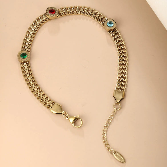 Wholesale Jewelry Stainless Steel Geometric Chain Bracelet For Women Electroplated Hip Hop Fashion