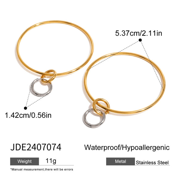 Wholesale Jewelry Stainless Steel Geometric Circle Earrings Electroplated For Women