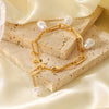 Wholesale Jewelry Stainless Steel Geometric Cross Chain Bracelet With Pearl Pendant Electroplated