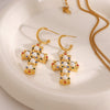 Wholesale Jewelry Stainless Steel Geometric Cross Pendant Earrings With Electroplating For Women