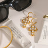 Wholesale Jewelry Stainless Steel Geometric Cross Pendant Earrings With Electroplating For Women