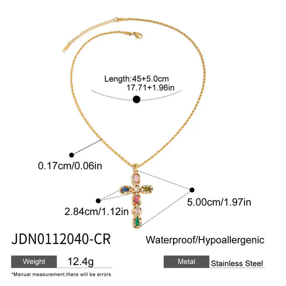 Wholesale Jewelry Stainless Steel Geometric Cross Pendant Electroplating Titanium Steel Bone Chain For Women