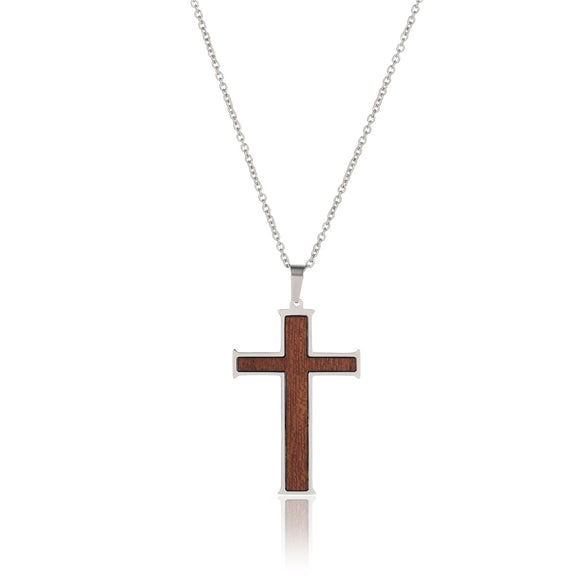 Wholesale Jewelry Stainless Steel Geometric Crossshaped Punk Retro Minimalist Electroplated Necklace
