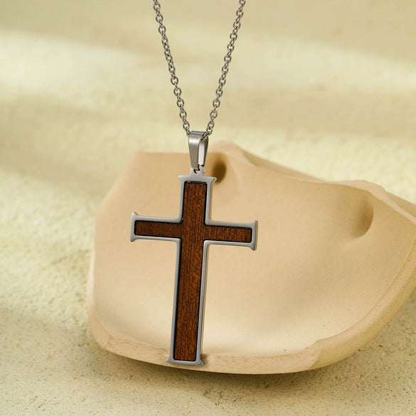 Wholesale Jewelry Stainless Steel Geometric Crossshaped Punk Retro Minimalist Electroplated Necklace