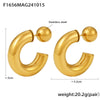 Wholesale Jewelry 316L Stainless Steel Geometric Cshaped Hollow Ball Earrings Electroplated 18K Real Gold Color Retaining For Women