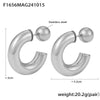 Wholesale Jewelry 316L Stainless Steel Geometric Cshaped Hollow Ball Earrings Electroplated 18K Real Gold Color Retaining For Women