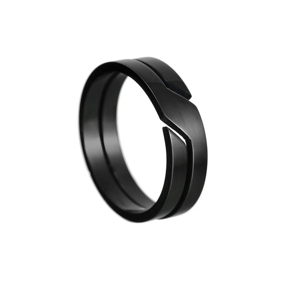 Wholesale Jewelry Stainless Steel Geometric Cut Out Vacuum Electroplated Couple Ring