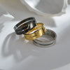 Wholesale Jewelry Stainless Steel Geometric Cut Out Vacuum Electroplated Couple Ring