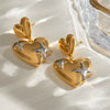 Wholesale Jewelry Stainless Steel Geometric Double Layer Love Earrings With Electroplating