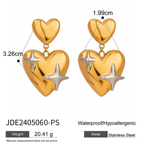 Wholesale Jewelry Stainless Steel Geometric Double Layer Love Earrings With Electroplating