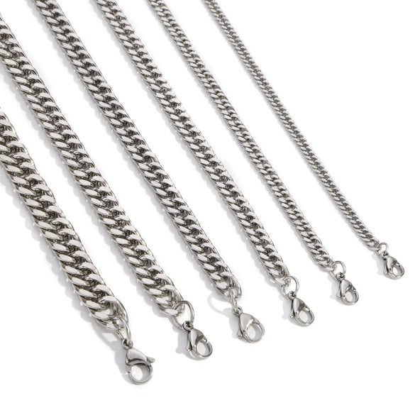 Wholesale Jewelry Stainless Steel Geometric Double Woven Double Buckle Four Sided Grinding Cuban Chain Electroplating Unisex