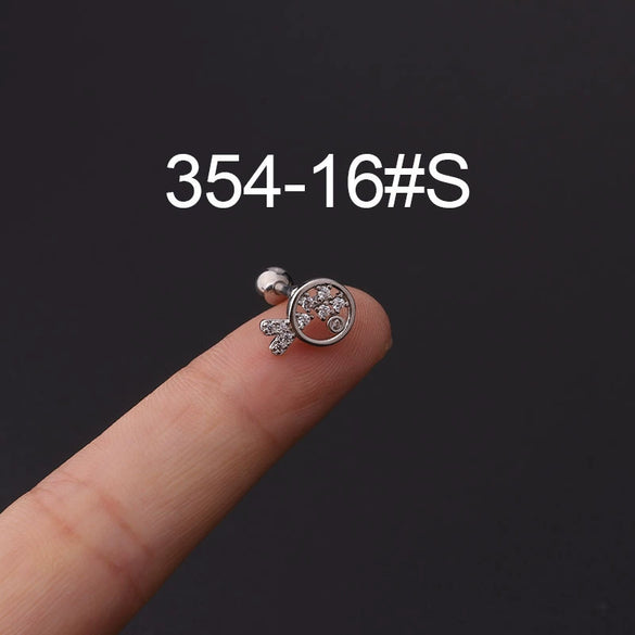 Wholesale Jewelry Stainless Steel Geometric Electroplated Ear Bone Nail Zircon Puncture Earrings Screw Ball Earrings