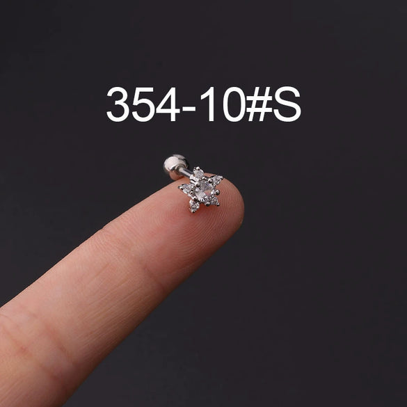 Wholesale Jewelry Stainless Steel Geometric Electroplated Ear Bone Nail Zircon Puncture Earrings Screw Ball Earrings