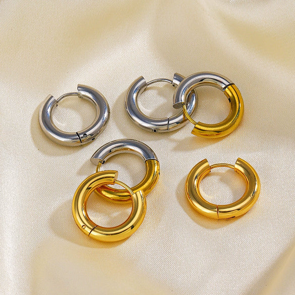 Wholesale Jewelry Stainless Steel Geometric Electroplated Earrings And Ring For Women