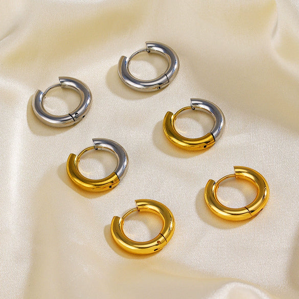 Wholesale Jewelry Stainless Steel Geometric Electroplated Earrings And Ring For Women