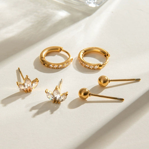 Wholesale Jewelry Stainless Steel Geometric Electroplated Earrings